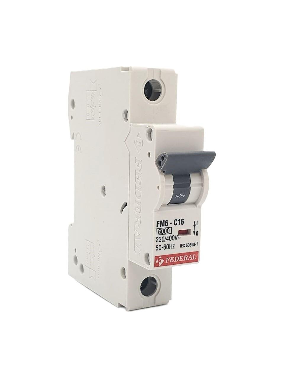 9EG-C0631-0D16 D16MCB FM6 1P C16 6kA Otomatik Sigorta 230/400Vac 5-10In