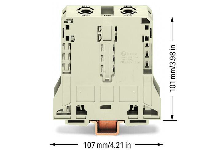 WAGO 285-995  2 İletkenli Geçiş Klemensi 95 Mm² Ex E Iı Uygulamaları İçin Uygun Sadece Dın 35 X 15 Ray İçin Açık Gri