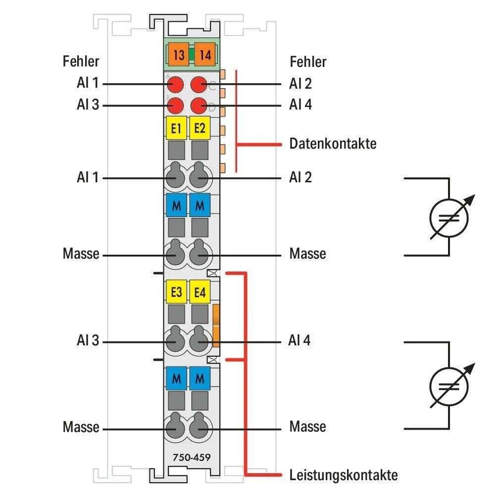 WAGO 750-459 4Kanallı Analog Giriş 0 - 10 VDC Tek Uçlu