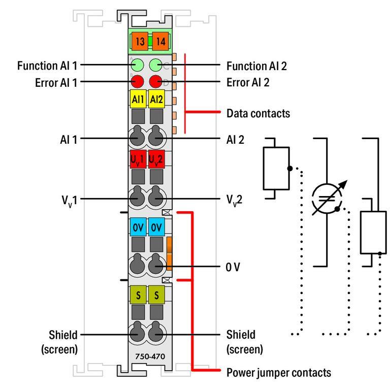 WAGO 750-470/005-000   2 Kanallı Analog Giriş 0 - 20 mA Tek Uçlu 60Hz