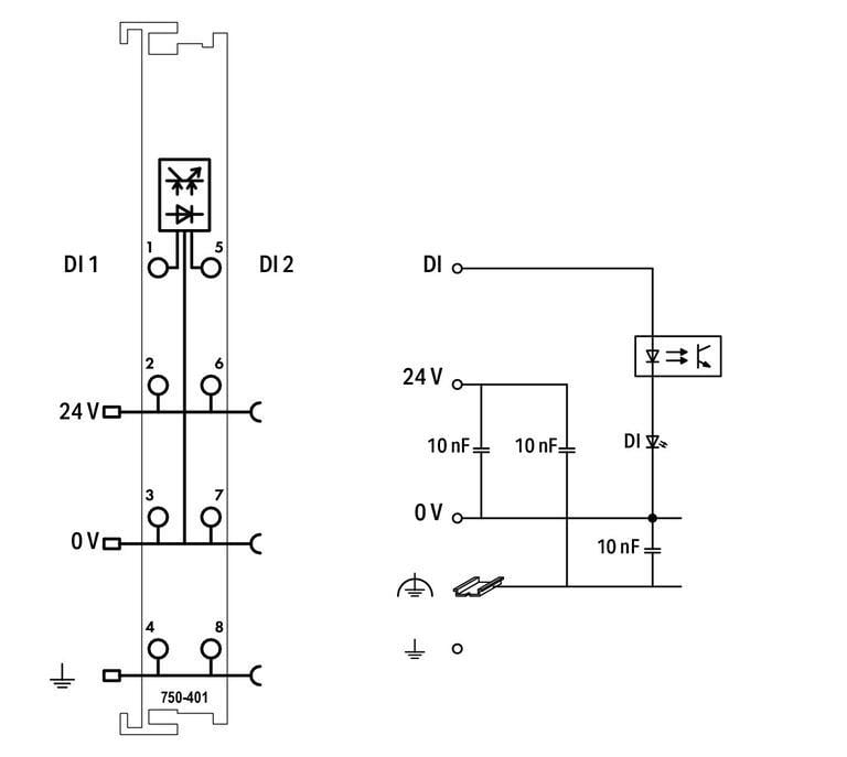 WAGO 750-401   2 Kanallı Dijital Giriş 24 VDC 0.2ms