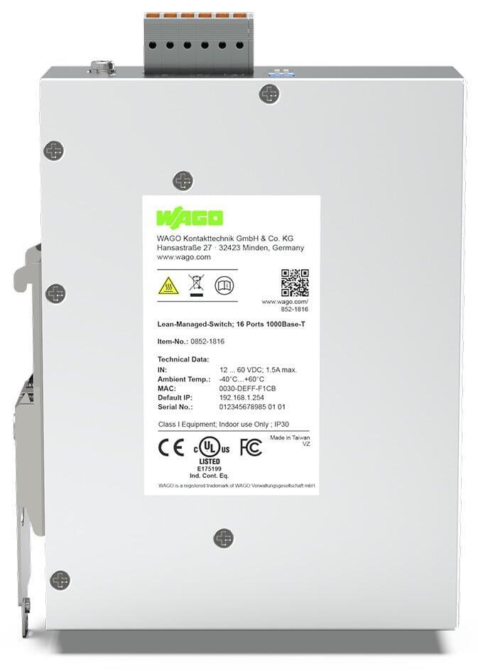 WAGO 852-1816  Lean Managed Switch 16 Port 1000Base-T