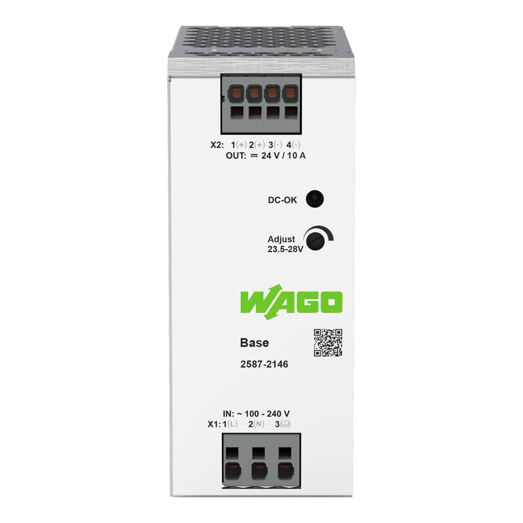 WAGO 2587-2146  Anahtarlamalı Mod Güç Kaynağı Taban 1 Fazlı 24V DC Çıkış Gerilimi 10 A Çıkış Akımı DC-OK LED