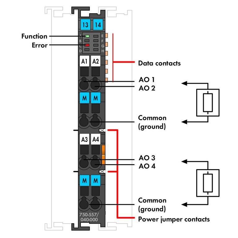 WAGO 750-557/040-000   4 Kanallı Analog Çıkış ±10 VDC Aşırı