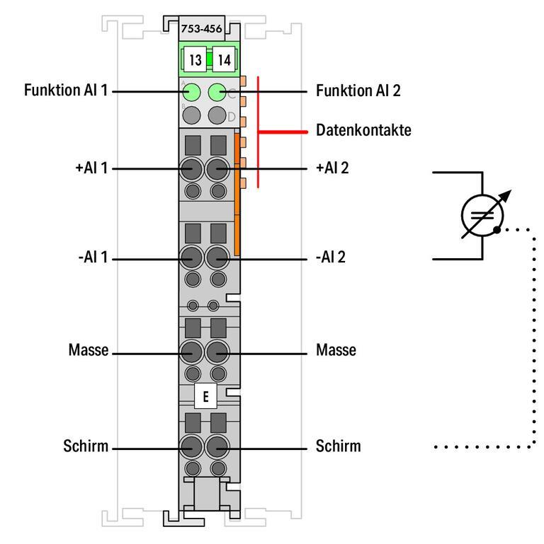 WAGO 753-456   2 Kanallı Analog Giriş ±10 VDC Diferansiyel Giriş