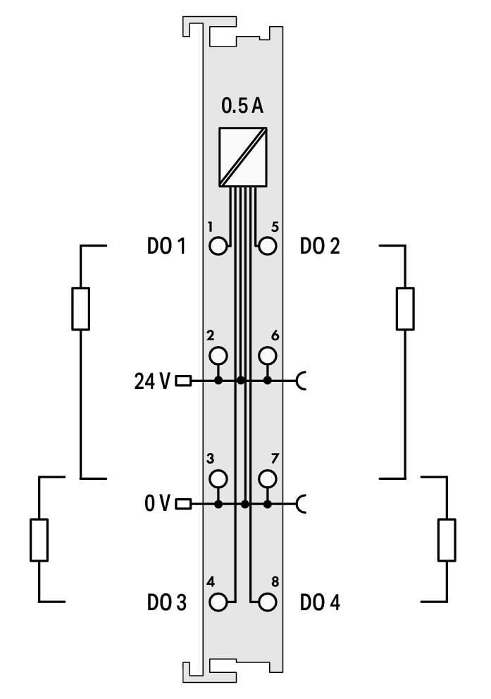 WAGO 750-504 4 Kanallı Dijital Çıkış 24 VDC 0,5 A
