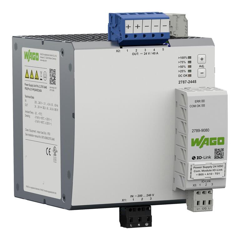 WAGO 2787-2348   Güç kaynağı Pro2 3 fazlı 24VDC Çıkış gerilimi 40A Çıkış akımı TopBoost + PowerBoost İletişim yeteneği