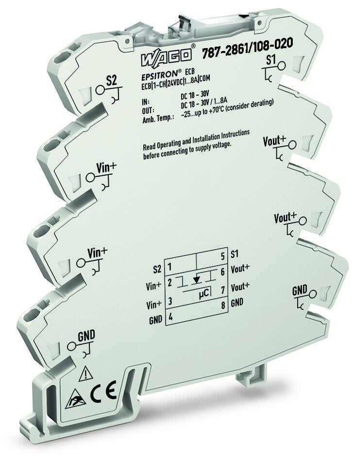 WAGO 787-2861/108-020 Elektronik Devre Kesici 1 Kanallı 24VDC Giriş Gerilimi Ayarlanabilir 1 - 8A Sinyal Kontağı