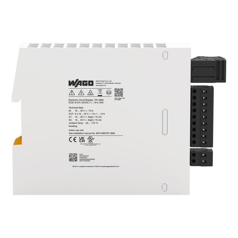 WAGO 787-3668 Elektronik Devre Kesici 8 Kanallı 24VDC Giriş Gerilimi Ayarlanabilir 1 - 10A Sinyal Kontağı