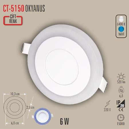 CT 5150 7W PANEL LED ARMATÜR (BEYAZ)(MAVİ)