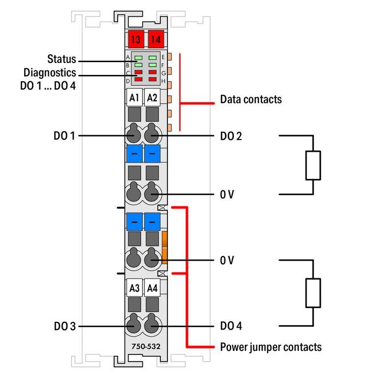 WAGO 750-532   4 Kanallı Dijital Çıkış 24 VDC 0.5A Arıza Teşhisi