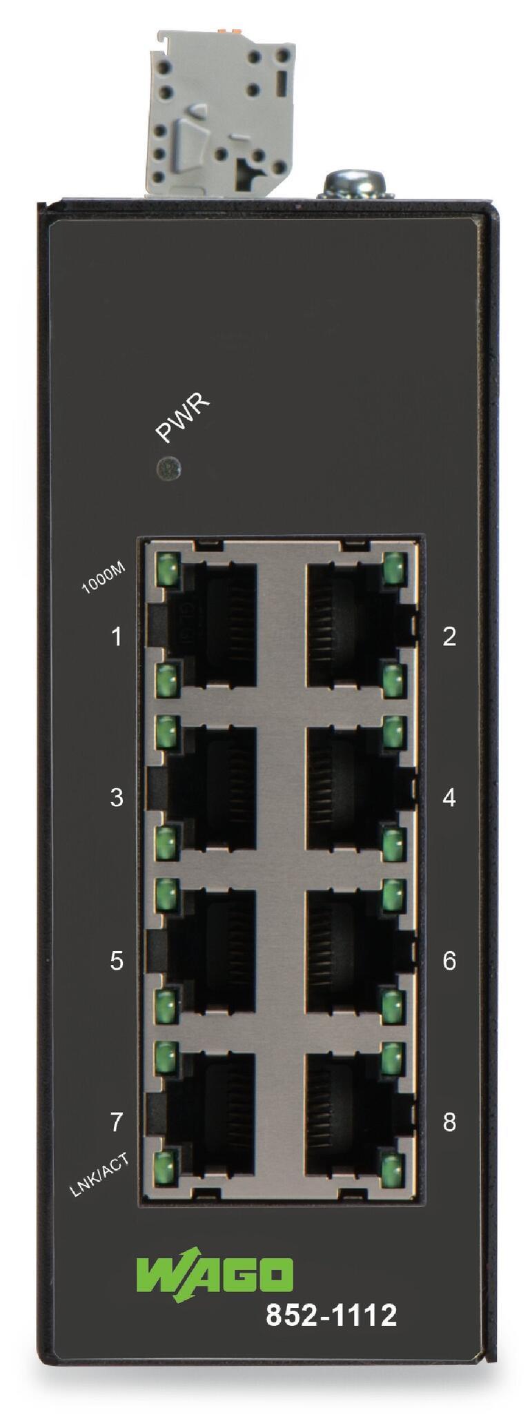 WAGO 852-1112  Endüstriyel ECO Switch 8 Port 1000Base-T Siyah