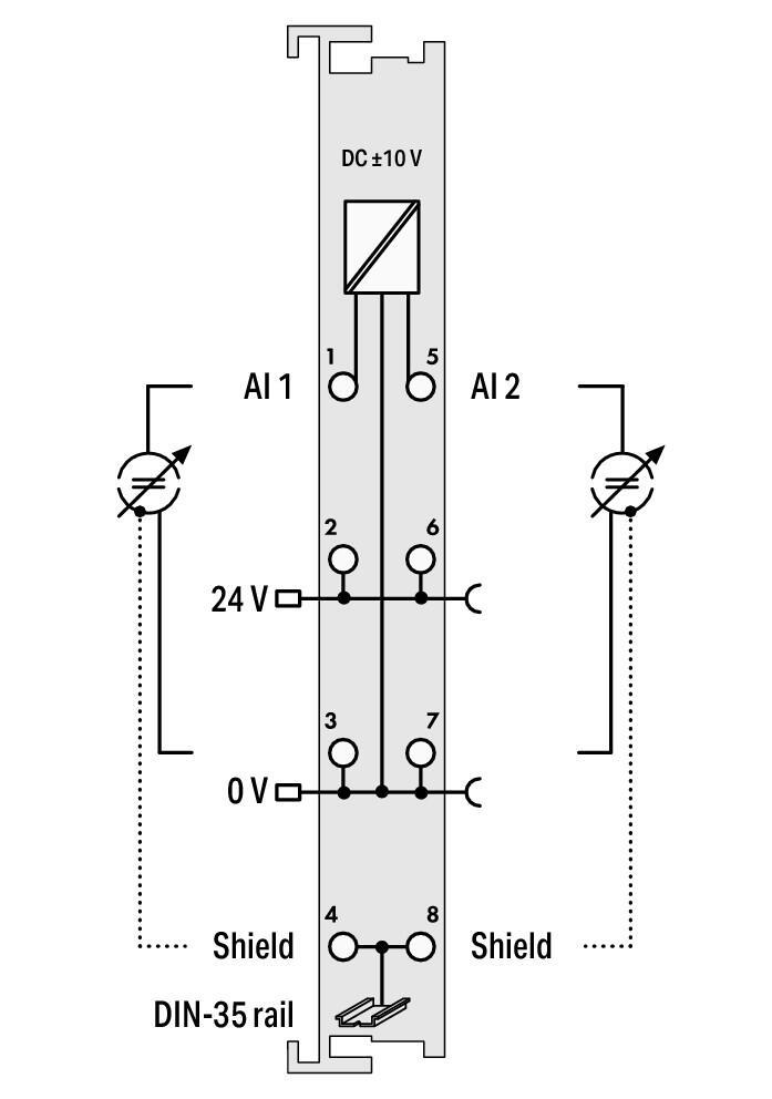 WAGO 750-476/000-200   2 Kanallı Analog Giriş ±10 VDC Tek Uçlu 16 Bit S5 PLC Veri Formatı