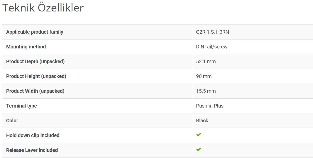 P2RF-05-PU G2R-1-S için 5 pinli, Push-in Plus terminalli, röle tutuculu, DIN ray