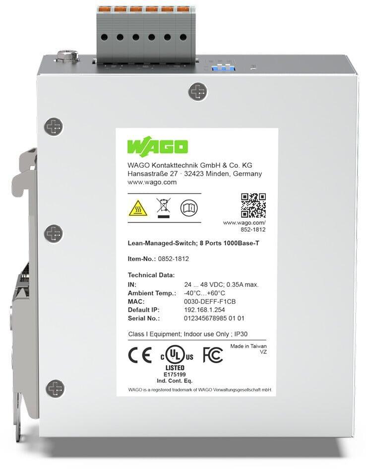 WAGO 852-1812  Lean Managed Switch 8 Port 1000Base-T