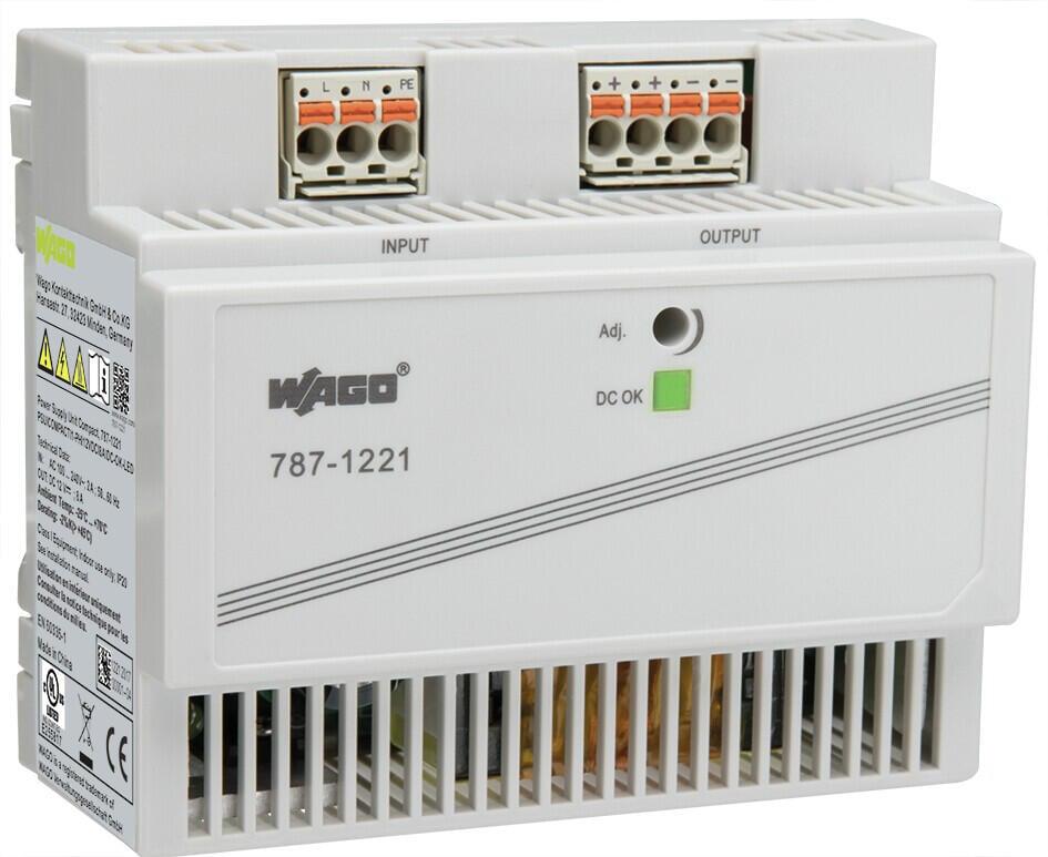 WAGO 787-1221 Anahtarlamalı Mod Güç Kaynağı Kompakt 1 Fazlı 12VDC Çıkış Gerilimi 8A Çıkış Akımı DC-OK LED