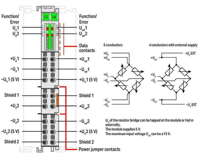 WAGO 750-1491   2 Kanallı Analog Giriş Direnç Köprüleri (load cell)