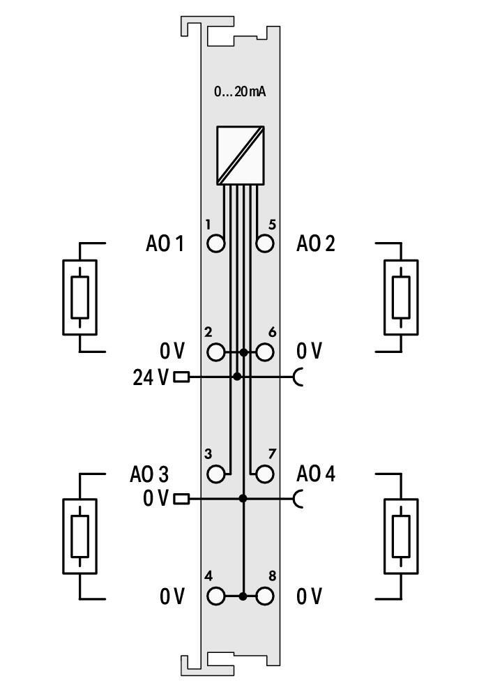 WAGO 750-553 4 Kanallı Analog Çıkış 0-20 mA