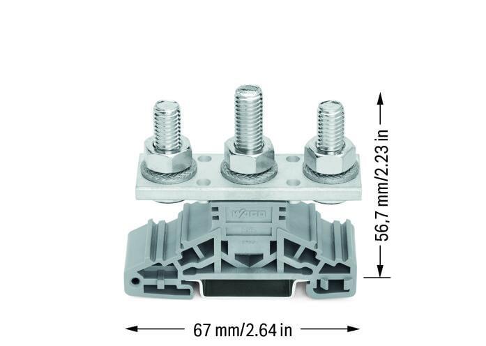 WAGO 885-308  Pabuç Bağlantılı Klemens Dın-Ray 35x15 Ve 35x7.5 İçin 3 Saplama M8 50mm² Gri