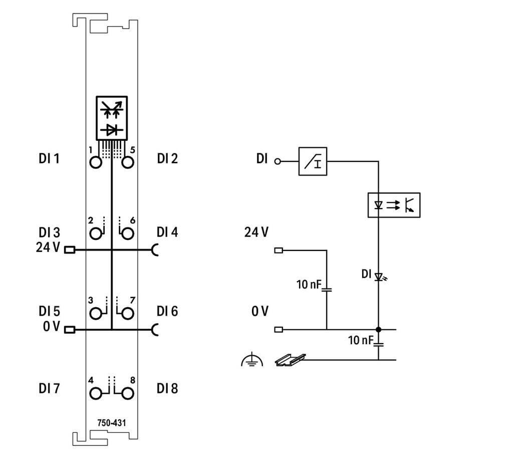 WAGO 750-431 8 Kanallı Dijital Giriş 24 VDC 0,2 ms