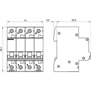 5SL6632-7YA 4X32A 6KA C Otomat 3 Faz+Nötr