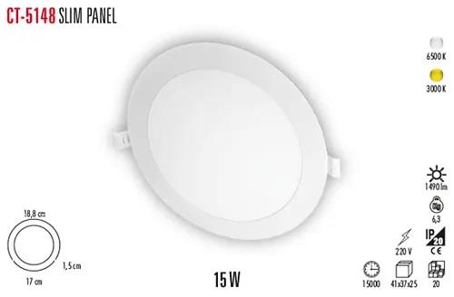 CT-5148B SLIM PANEL METAL KASA  6500K BEYAZ IŞIK (15W)