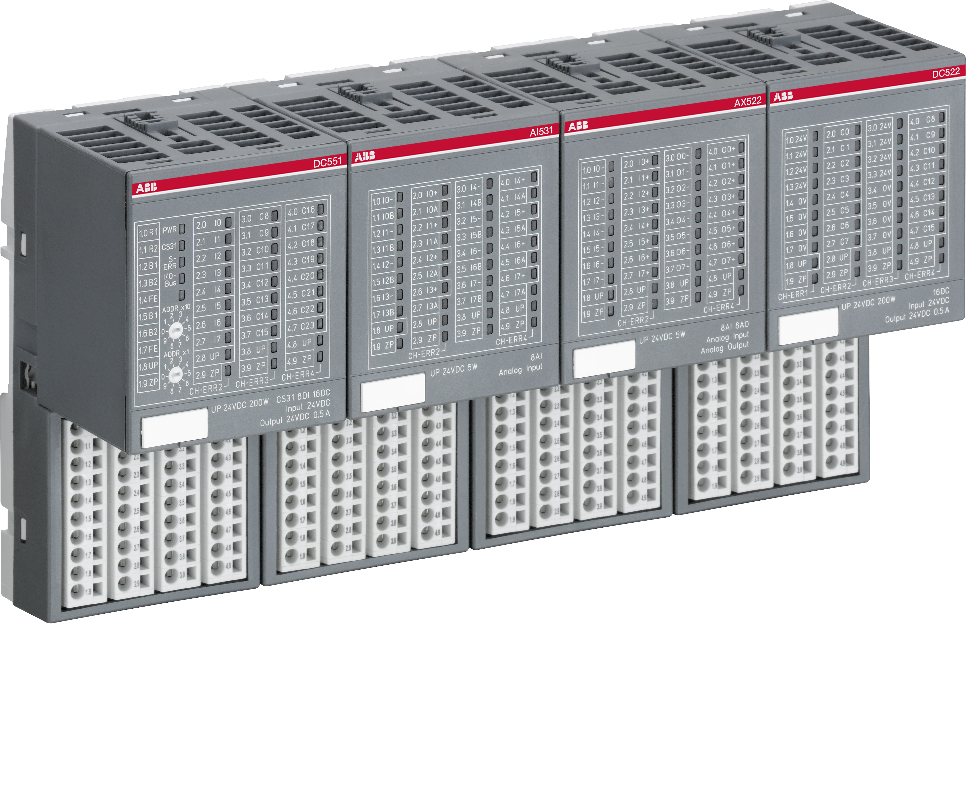 TU516  G/Ç TERMİNAL ÜNİTESİ ANALOG VE 24 VDC DİJİTAL MODÜLLER İÇİN YAYLI TERMİNALLER