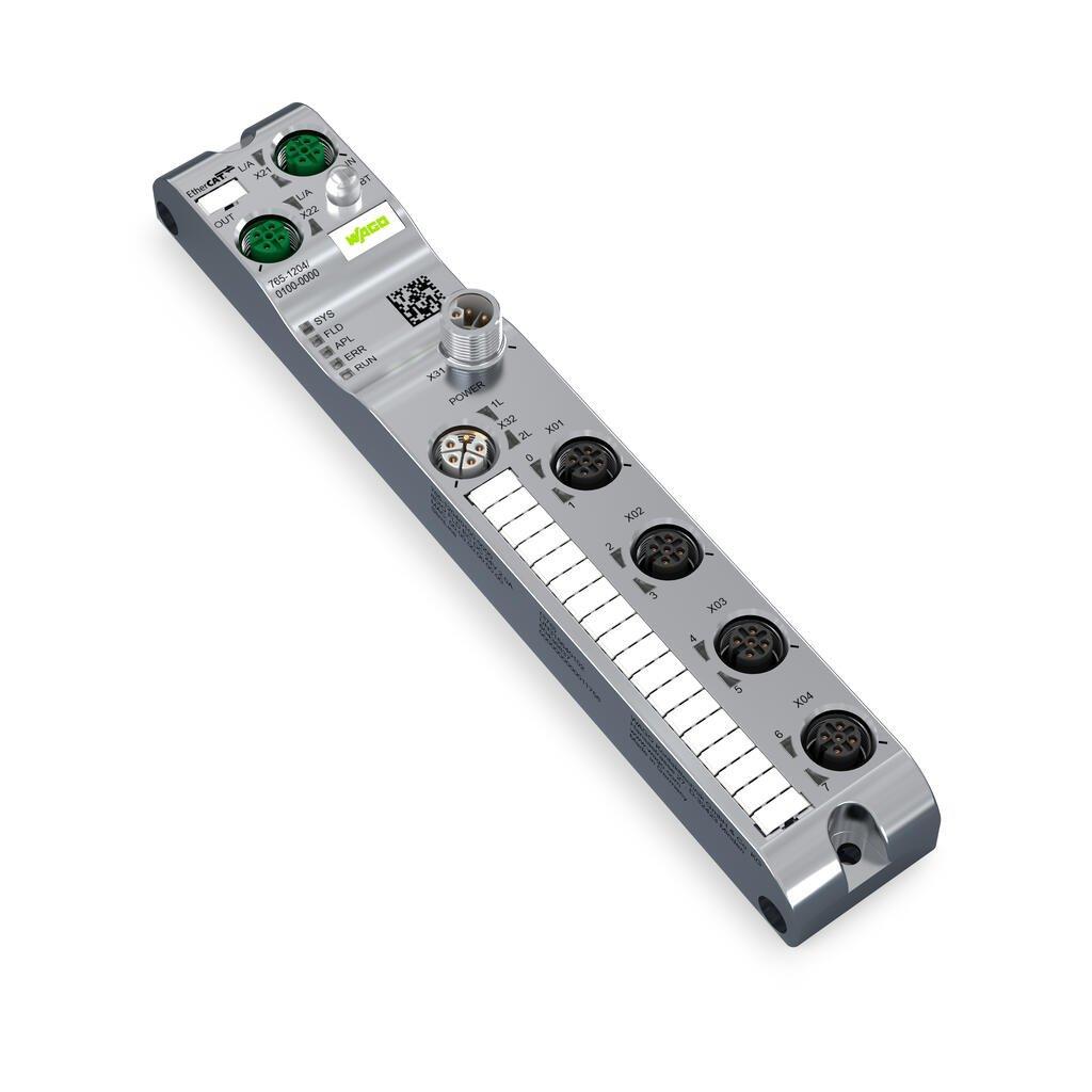 WAGO 765-1204/100-000   8 Kanallı Dijital Giriş/Çıkış EtherCAT 24VDC / 2.0A 4xM12 Bağlantı SlimLine