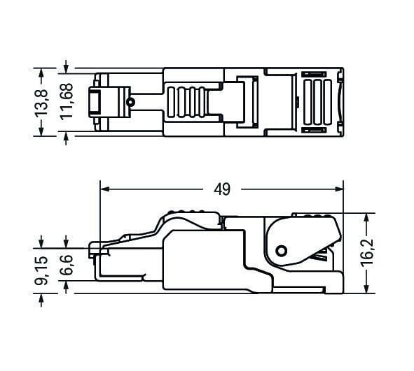 WAGO 750-977/000-022  Konnektör ETHERNET RJ-45 Cat 6A Düz Kod T568B AWG 24
