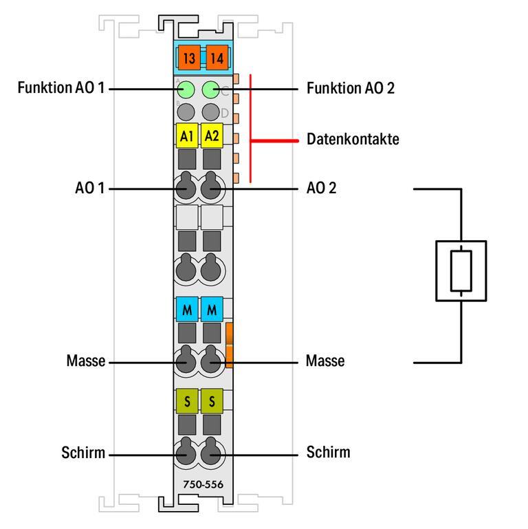 WAGO 750-556/000-200   2 Kanallı Analog Çıkış ±10 VDC S5 PLC Veri Formatı