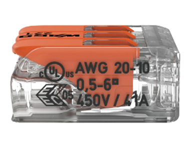 WAGO 221-613 3x6mm2 tırnaklı buat ve çok amaçlı klemens