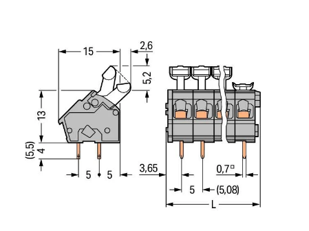 Wago 256-405 PCB klemensi