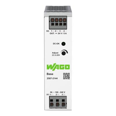 WAGO 2587-2144  Anahtarlamalı Mod Güç Kaynağı Taban 1 Fazlı 24V DC Çıkış Gerilimi 5A Çıkış Akımı DC-OK LED