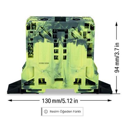 WAGO 285-147/999-950 2 İletkenli Geçiş Klemensi 50 Mm² Ex E Iı Uygulamaları İçin Uygun Sabitleme Flanşlı Koyu Gri-Sarı