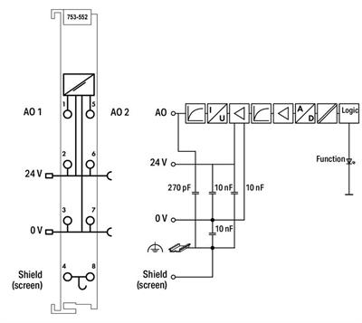 WAGO 753-552   2 Kanallı Analog Çıkış 0 - 20 mA