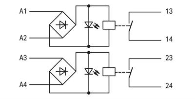 WAGO 857-1330   Röle Modülü 2 Portlu Nominal Giriş Gerilimi 24V AC/DC 1 Normalde Açık Kontak Sınırlayıcı Sürekli Akım 4A Sarı Durum Göstergesi Modül Genişliği 6mm 2.50mm²