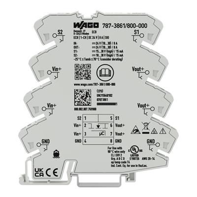 WAGO 787-3861/800-000  Elektronik Devre Kesici 1 Kanallı 24VDC Giriş Gerilimi 8A Sinyal Kontağı