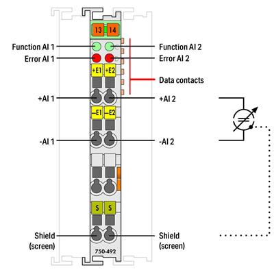 WAGO 750-492 2 Kanallı Analog Giriş 4 20 mA Diferansiyel Giriş
