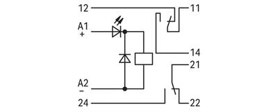 WAGO 286-312/004-000   Röle Modülü Nominal Giriş Gerilimi 24VDC 2 Değişken Kontak Sınırlayıcı Sürekli Akım 5A Demiryolu Kırmızı Durum Göstergesi Modül Genişliği 20mm Gri