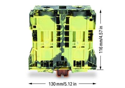 WAGO 285-1181  2 İletkenli Geçiş Klemensi 185 Mm² Sadece Dın 35 X 15 Ray İçin Koyu Gri-Sarı