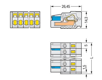 WAGO 721-104/026-000 1 İletkenli Dişi Fiş, CAGE CLAMP®; 2,5 mm²; Pin aralığı 5 mm, 8 Kutuplu, 