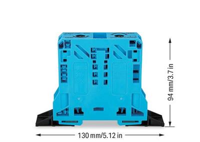 WAGO 285-144 2 İletkenli Geçiş Klemensi 50 Mm² Sabitleme Flanşlı Mavi