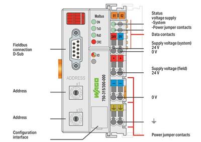 WAGO 750-315/300-000   Fieldbus Kuplörü MODBUS RS -485 115,2 kBd