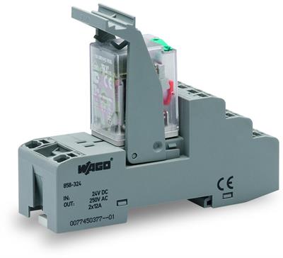 WAGO 858-324   Röle Modülü Nominal Giriş Gerilimi 24VDC 2 Değişken Kontak Sınırlayıcı Sürekli Akım 12A Manuel Çalıştırmalı Kırmızı Durum Göstergesi Modül Genişliği 31mm 1.50mm²