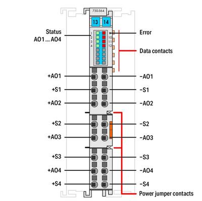 WAGO 750-564  4 Kanallı Analog Çıkış Gerilim/Akım