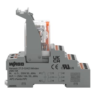 WAGO 2585-548 Röle modülü, Nominal Giriş Gerilimi: 230 VAC; 4 Değişken Kontak; Sarı Durum Göstergesi