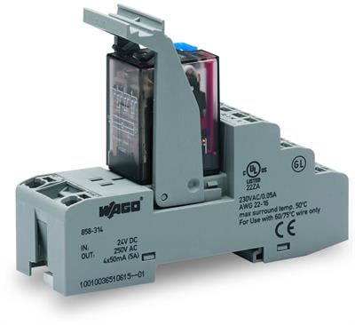 WAGO 858-314   Röle Modülü Nominal Giriş Gerilimi 24VDC 4 Değişken Kontak Sınırlayıcı Sürekli Akım 5A Altın Kontaklı Manuel Çalıştırmalı Kırmızı Durum Göstergesi Modül Genişliği 31mm 1.50mm²