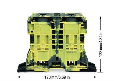 WAGO 285-1167  2 İletkenli Geçiş Klemensi 185 Mm² Sabitleme Flanşlı Koyu Gri-Sarı
