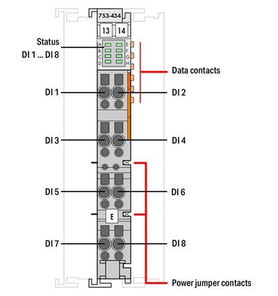 WAGO 753-434   8 Kanallı Dijital Giriş 5/12 VDC 0.2ms