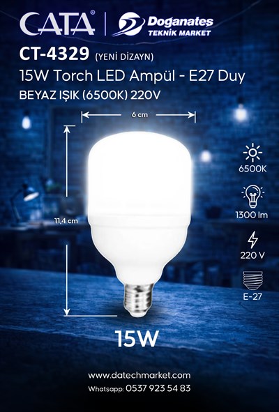 CT 4329B 15W 6400K TORCH LED AMPUL E27 (BEYAZ IŞIK)